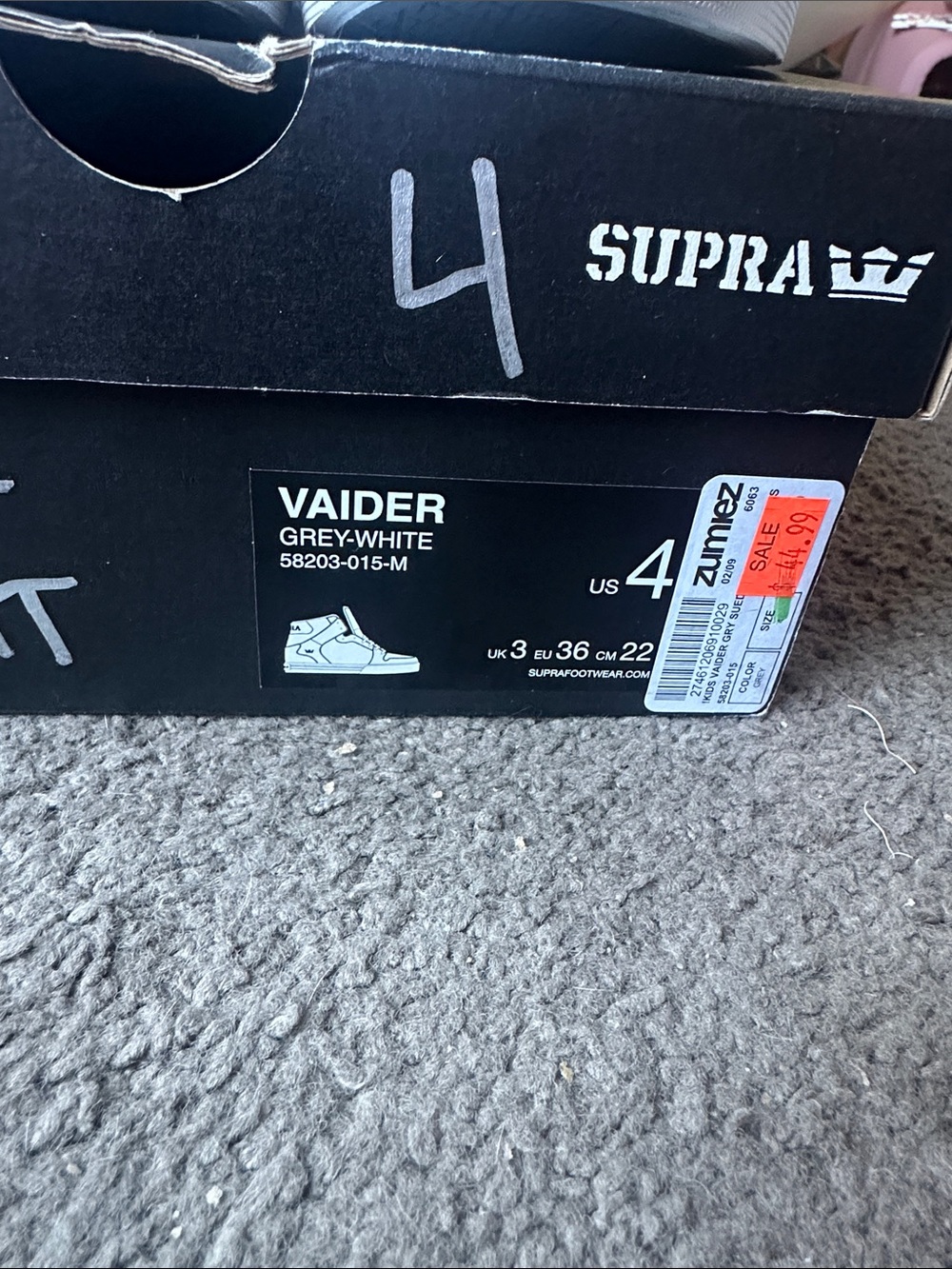 Supra Vaider High-Top Sneakers in Grey and White - Picture 2 of 4